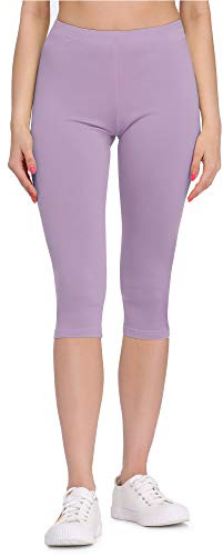 Bellivalini Damen Leggings Bequeme und atmungsaktiv Leggings 3/4 aus Viskose BLV50-148 (Hellviolett, L)