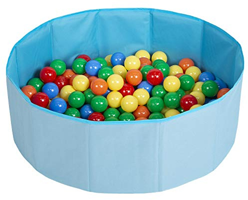 Selonis Färgfull vikbar bollhav med 300 bollar, blå: gul/grön/blå/röd/orange