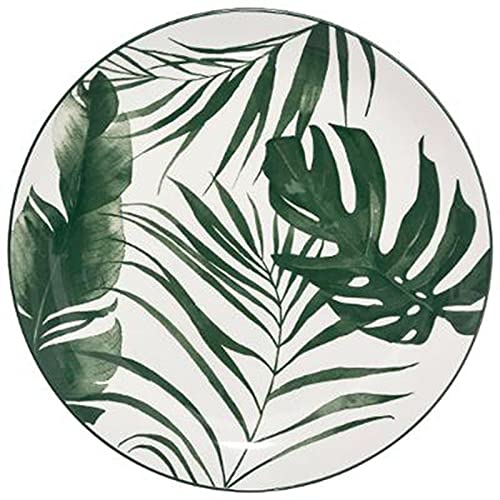 Secret de Gourmet - Lot de 6 Assiettes Plates Palme 26cm Vert