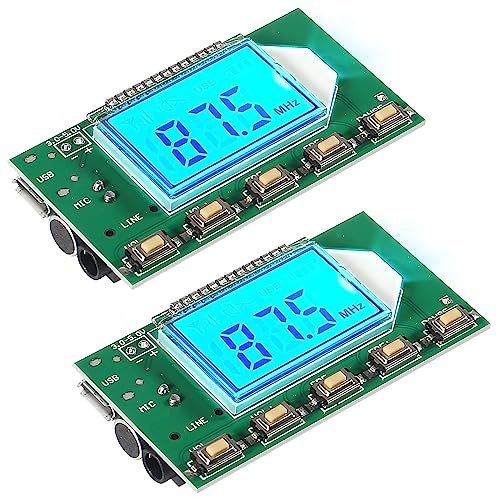 2PCS DC 3V-5V FM Transmitter Module DSP PLL 87-108MHz Stereo Digital Wireless Microphone Board Multi-Function Frequency Modulation with LCD Display Line/USB/Mic Input
