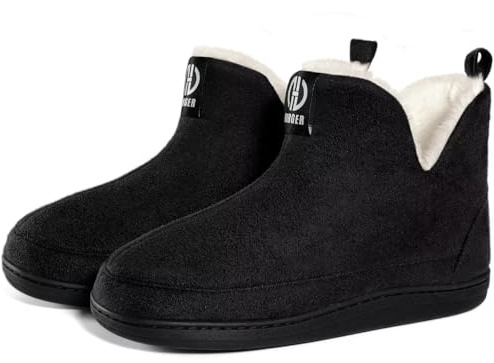 GURGER Pantofole Uomo Invernali Chiuse Calde Stivaletto Donna Collo Alte Ciabatte Peluche da Casa Inverno Pelliccia Stivaletti Nero Taglie 42 43
