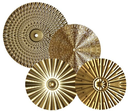 Väggdekoration metall, 4/7 stycken rund väggdekoration väggdekoration dekorationer, 3D-väggprydnad, rund metallbilder guld väggskulptur för hem vardagsrum matsal sovrum kök korridor (guld (4 stycken))