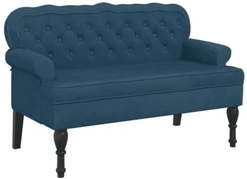 vidaXL Panca con Schienale Blu 119,5x64,5x75 cm in Velluto, Panca per Interni, Panca per corridoio, Panca Imbottita, Panca per Ingresso