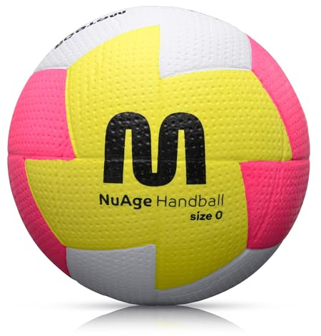 meteor Handball Ball – Training Handball for Kids, Boys, Girls, Teenagers and Women – 24-Panel Foam Rubber Design for Superior Grip Soft Ball with Non-Slip Surface – Size #0 – Yellow/Pink/White
