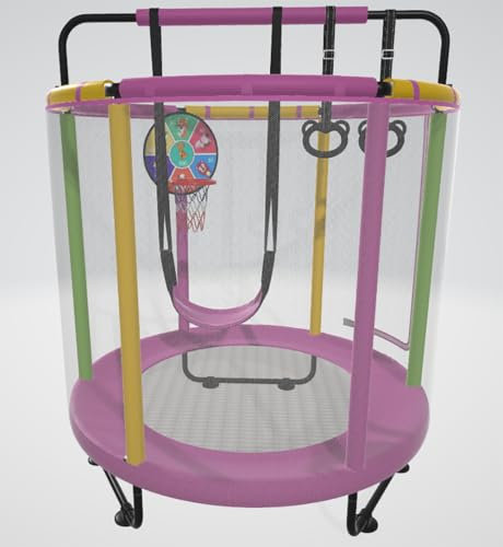 CZCPARY Kindertrampolin, Trampolin für Kinder,Indoor Trampoline Kinder，mit Basketballkorb, Schaukel, Zugring, geeignet für Innen- und Außenbereich, geeignet für Kinder, Geburtstagsgeschenke