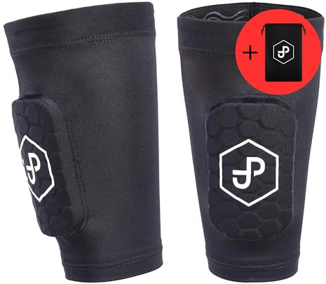 JDP Premium 3in1 Schienbeinschoner, Strumpf mit integriertem Schienbeinschoner Fußball Herren, Schienbeinschoner inkl. Fußballstutzen, Schienbeinschoner Fussball, Schienbeinschoner Erwachsene schwarz