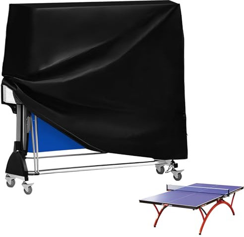 WIYETY Wasserdichte Tischtennis Schutzhülle, Staubdicht Schutzhülle für Tischtennisplatte mit Aufbewahrungstasche, UV Tischtennisabdeckung, für Outdoor und Indoor - Schwarz - 185 × 70 × 165 cm