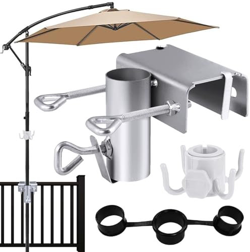 Axinyijia Support Parasol Balcon, Porte-Parasol en Métal Ø25-38mm, Accroche Parasol Balcon Réglable, Pied de Parasol
