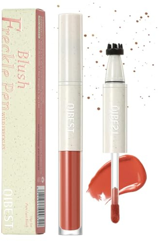 Sello de pecas y bolígrafo de rubor – Lápiz de maquillaje líquido para pecas 2 en 1 y colorete en crema para un look natural y sin esfuerzo (# 04)