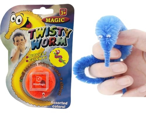 MilesMagic Magician's Twisty Worm Gimmick | Filo invisibile comandante divertente Wiggly Moving Fuzzy Worms su stringa invisibile Close Up trucco magico | 1 pezzo colore casuale