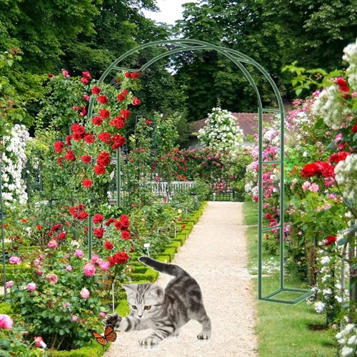 Arche de jardin pour plantes grimpantes et roses - Treillis métallique en acier - Décoration de mariage - Hauteur réglable - 80 à 350 cm - Élégante tonnelle verte pour l'aménagement paysager extérieur