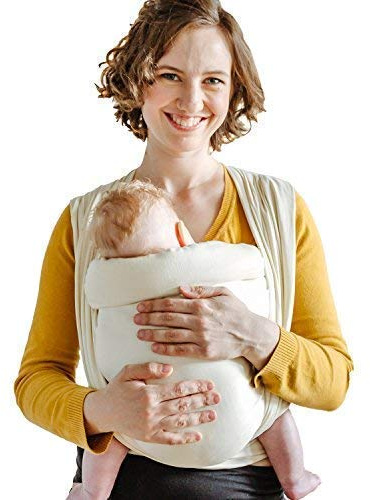 Shabany® Fular portabebés – 100% algodón orgánico – portabebés para recién nacidos hasta 15 kg – tejido – incluye instrucciones – beige (dances)
