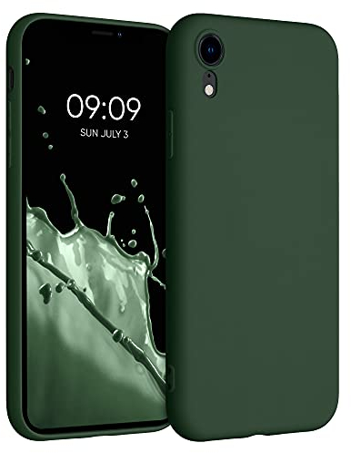 kwmobile Case Compatible with Apple iPhone XR Case - Soft Slim Protective TPU Silicone Cover - Dark Green Matte
