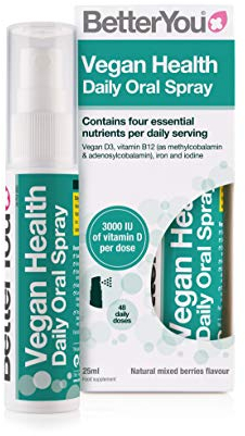 BetterYou Vegan Health Oral Spray Mundspray - 25ml - Vitamin D3 Vitamin B12 Eisen Jod