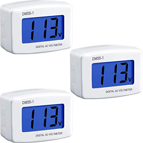 Voltage Test Monitor Flat US Plug AC 80-300V LCD Digital Voltmeter Panel Power Volt Test Monitor Gauge Meter for Household Plug Outlet(3 Pieces)