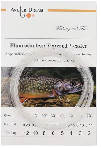ANGLER DREAM 3 Pack Fluorocarbon Fly Tapered Fishing Leader 9FT 0x/1x/2x/3x/4x/5x/6x/7x