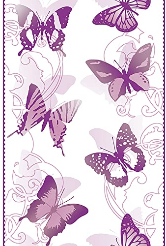 Vlies Tapete mit Tieren Violett Tapete für Badezimmer Diele/Flur | Violett / Lila | 2,50 x 0,35 m