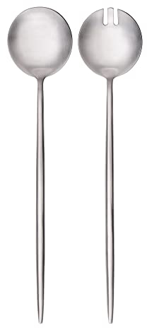 GRÄWE Posate da insalata, in acciaio inox, grandi, per insalata, cucchiaio da portata, lavabile in lavastoviglie, serie Provence, opaco