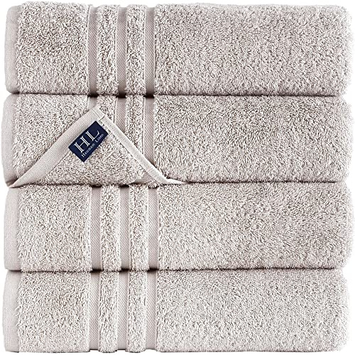 Hawmam Bath Linen Towels Large, Turkish Cotton, 4 Pack, Ice Silver