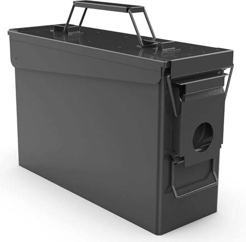 HARDROCK 30 Cal Ammo Can Metal 9mm Ammo Box storage crate case For Shotgun bullet Rifle Nerf Ammunition Waterproof case-gard organizer(Black),Gift boxes for Dad Husband Father