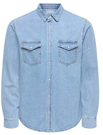 Only & Sons ONSBANE Denim 3247 DNM Shirt Noos, Camicia Uomo, Medium Blue Denim,