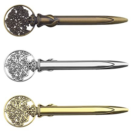 YINETTECH Brieföffner, Retro, exquisit, Baum des Lebens, Brieföffner zum Öffnen von Briefen, Postpaketen, 12,8 cm, Zinklegierung (1 Silber, 1 Gold, 1 Bronze), 3 Stück