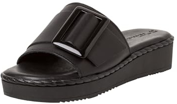 Tamaris Damen Plateau Mules Leder Keilabsatz Sommer; BLACK LEATHER/schwarz; 37 EU