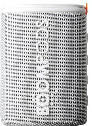 Boompods Beachboom Wasserdichter Bluetooth-Lautsprecher - Tragbarer IPX7 Mini Musikboxen mit 5 Stunden Akkulaufzeit, Selfie-AuslöSer & umweltfreundlichem Design, für Outdoor/Reisen/Dusche, Weiß