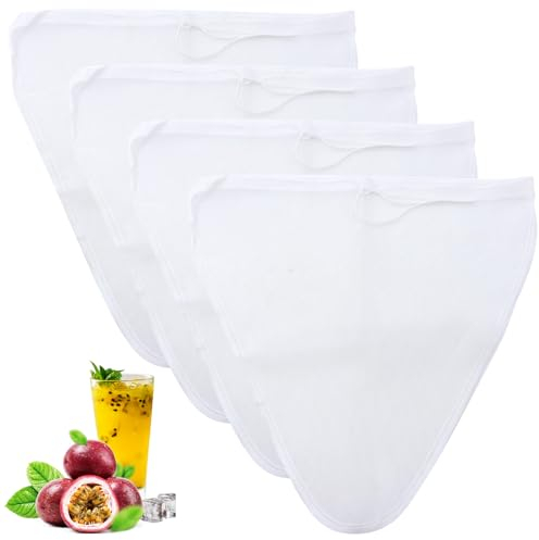 ZYKORT 4 Pezzi Sacchetto per Latte Vegetale, Filtro in Nylon Borsa, Filtro Tessuto Riutilizzabile Per Filtrare Succhi di Frutta Caffè Noce Tè Verdure Latte