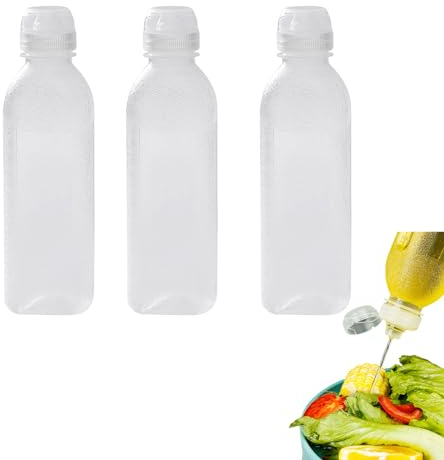 JDCMEI 3 Stück Squeeze Flasche, 300ml 10oz Plastik Quetschflasche mit Kappen, Kein Leck Condiment Saucenflasche Squeeze Ölspender Flaschen für Ketchup, Scharfe Soße, Olivenöl, Saucenflasche