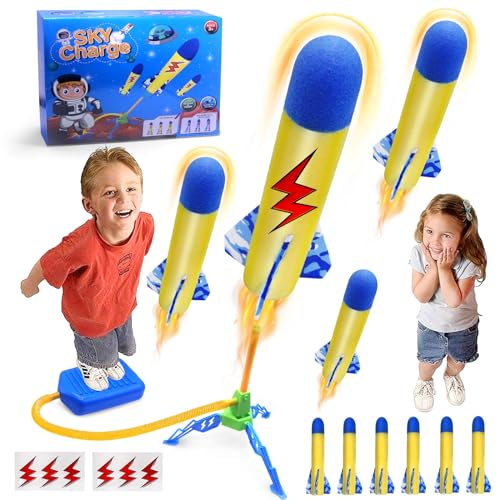 HOVIBU Rakete aus Kunststoff, Set mit 6 Raketen aus Schaumstoff, Spielzeug für Kinder von 3 – 12 Jahren, Geschenk für Jungen und Mädchen, 2 3 4 5 6 Jahre, Weihnachtsgeschenke