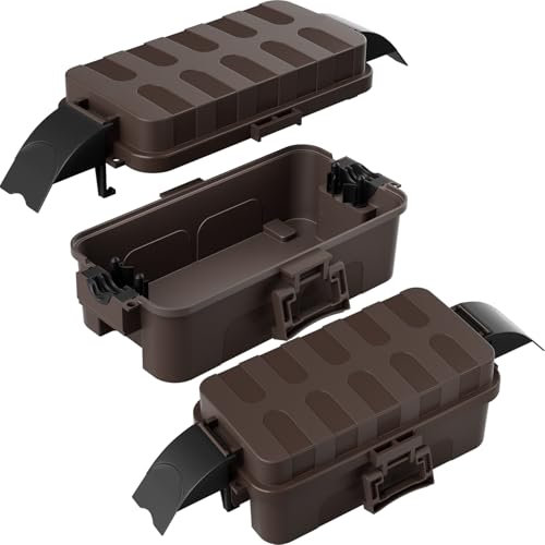 【2er Set】RESTMO IP55 wasserdichte Kabelbox mit abnehmbaren Schildabdeckungen, Wetterfeste Elektrobox für Verlängerungskabel, Gartensteckdosen, Zeitschaltuhr außenbereich (15cm×8,1cm×4,5cm) - Braun