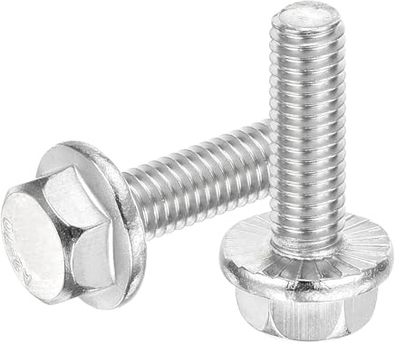 sourcing map 25Pcs M6 x 20mm Hex Serrated Flange Bolts Screws, 304 Stainless Steel Flanged Hex Head Bolts Flange Hexagon Screws for Households, Machine Tools, and DIY project, Silver