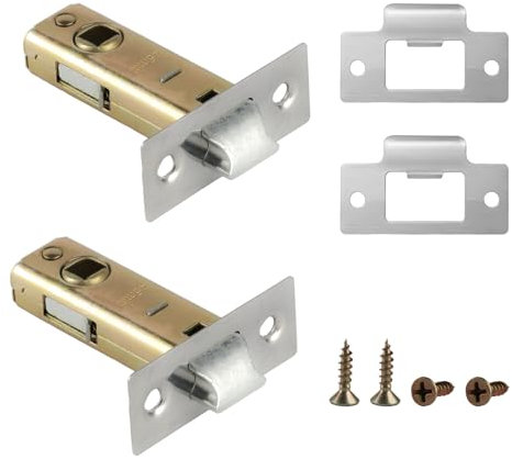 2 STK Einsteckschloß Türschloss, Rohrrahmenschloss, 45mm Einsteckschlösser Schlossfalle, Edelstahl Rohr Einsteckschloss Zimmertür Fallenschloss Türschloss für Hebelgriff Türschloß