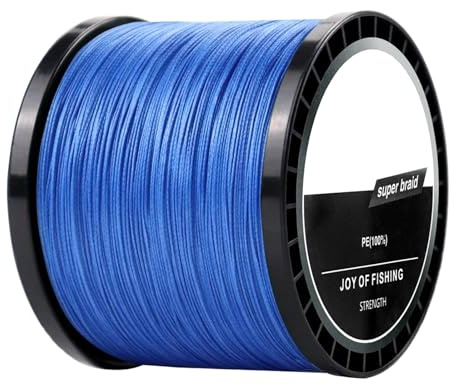 Línea Trenzada de PE de 4 Hilos, 300/500 Metros, tecnología multifilamento, Baja Visibilidad en Agua de mar, Ideal para la Pesca de Carpas, Resistente al Desgaste.,Azul,500 m - 3,0-35 Libras