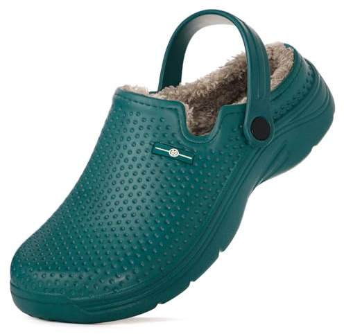 Hsyooes Sabots Fourré Homme Chaussons Femme Hiver Pantoufles | Imperméables,Peluche,Antidérapant,Chaussures de Jardin,Chaud, Mules,Intérieur et Extérieur