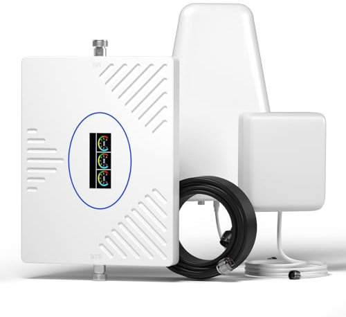 Amplificador Señal Movil 800/1800/2600MHz (Banda 20/3/7) Amplificador de Cobertura Movil LTE 4G 3G Repetidor 4G Compatible con Yoigo, Orange, Vodafone para Uso en Casa/Oficina