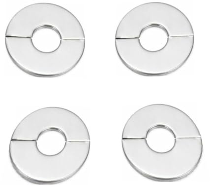Generisk 4 stycken rostfria vattenrör väggskydd, rörmanschett täckrosett rostfritt stål rund självhäftande kran för väggskydd kök badrumskranar, silver (65 x 34 mm)