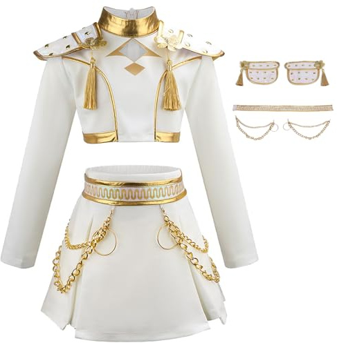 AYIMEIS Fille Zoe Cosplay Costume Complete Déguisement Anime Costume Girl Group Zoe Uniforme Blanc Noël Halloween Carnaval Fête Performance Fancy Dress Enfant Taille 110-160