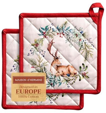 Maison d' Hermine Pot Holders 100% Cotton Potholders (20 x20 cm, Pack of 2)