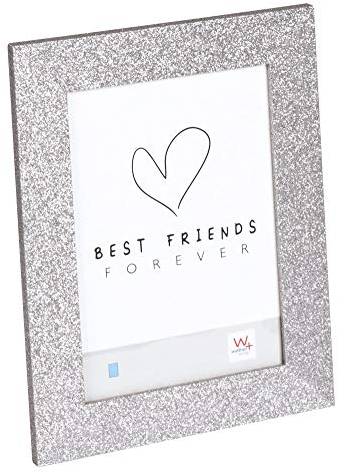 walther design Bilderrahmen silber 10 x 15 cm glitzernde Oberfläche, Twinkle Portraitrahmen IT015S