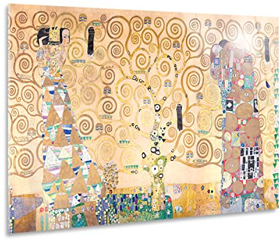 Giallobus - Cuadro - Gustav Klimt - El arbol de la Vida - Vidrio acrílico - 140x80 - Listo para colgar - Cuadros modernos para el hogar