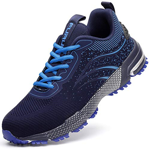 Furuian Sicherheitsschuhe Herren Arbeitsschuhe Herren Damen Leicht Sportlich Atmungsaktiv Schutzschuhe mit Stahlkappe Sneakers (41 EU,Blau)