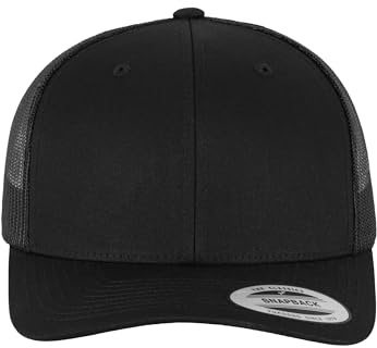 Flexfit 6606-RetroTrucker, Cappellino da Baseball Unisex - Adulto, Nero (Nero 6606), Taglia Unica