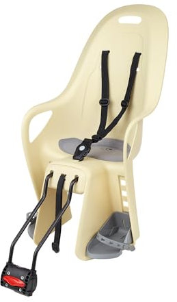 POLISPORT 8408100006 - Silla Trasera KOARI para Bicicleta para Cuadros pequeños y 29ers Apta para niños con Peso máximo de 22kg con Anclaje en el Cuadro en Color Amarillo Moon/Gris