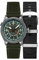 AVI-8 Flyboy Wingman Worldtimer GMT Automatikuhr für Herren, 41 mm, Lederarmband, AV-4120, Dschungelgrün, Zeitgenössisch