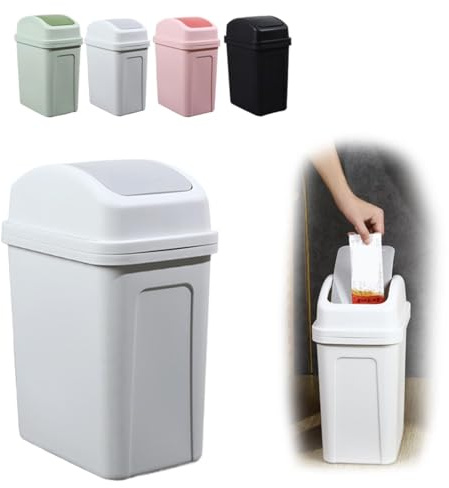 HEALT 4 Gallon Kitchen Trash Can with Swing-top Lid, 2025 Upgraded Plastic Swing Top Garbage Bin for Kitchen, Office, Toilets (Gray)