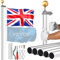 VEVOR 20FT Detachable Flagpole Kit, Heavy Duty Aluminum Alloy Flag Pole Kit in Ground for Outdoor, 3 Display Modes Flagpole with Professional Accessories, British Flag, Silver