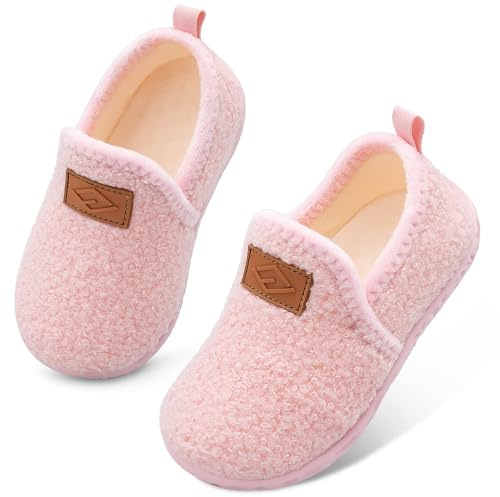 JIASUQI Toddler Slippers Boys Girls Slip on House Shoes Lightweight Baby Sock Shoes Outdoor Kid Walking Shoes(Pink 125,UK Size 3.5-4)