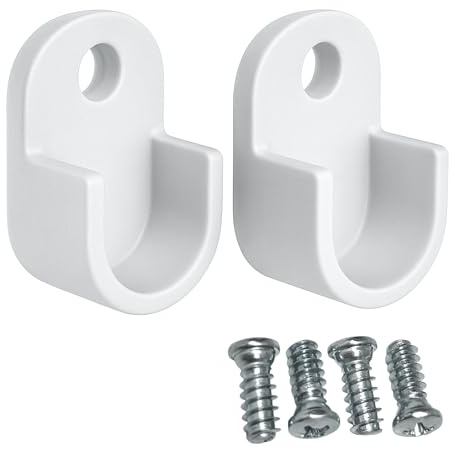 Decoralin Kleiderstangenhalterungen kompatibel mit IKEA PAX KOMPLEMENT (Teil 130527) - Set mit 2 weißen Halterungen für 25 mm Schienen mit Schrauben - Designed & Made in Europe